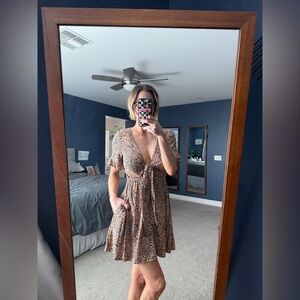 Leopard Print V-Neck Dress